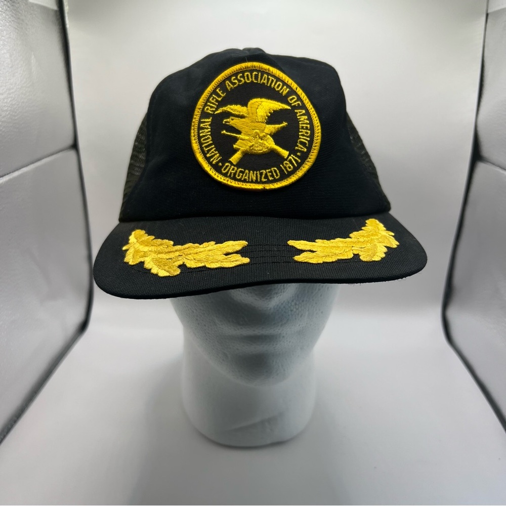 Vintage National Rifle Association of America Trucker Hat Cap NRA Gold Leaf